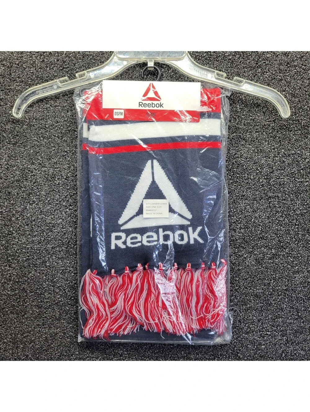 Reebok Rally Scarf with Fringe Soft Recycle Material Logo NEW with Tag